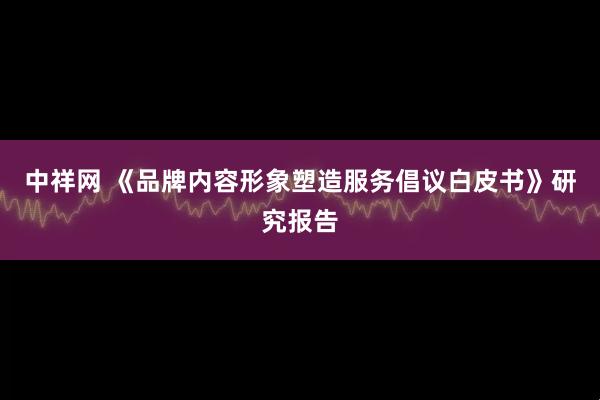 中祥网 《品牌内容形象塑造服务倡议白皮书》研究报告